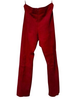 CACHE SUEDE LEATHER Y2K 100% GOAT LEATHER Very Soft Vibrant Red Orange Size 6